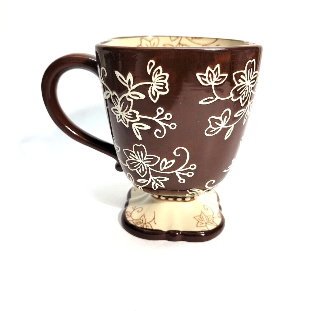Temptations Footed Floral Square Mug  By Tara 5"